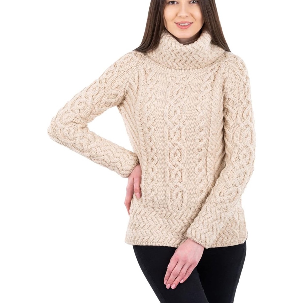 SAOL - 100% PREMIUM MERINO WOOL  Ireland Fisherman Sweater. Size L